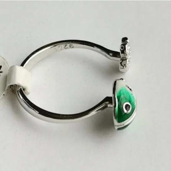 Sterling silver cz enamel ladybug flower ring size 7 NEW - Picture 2 of 6